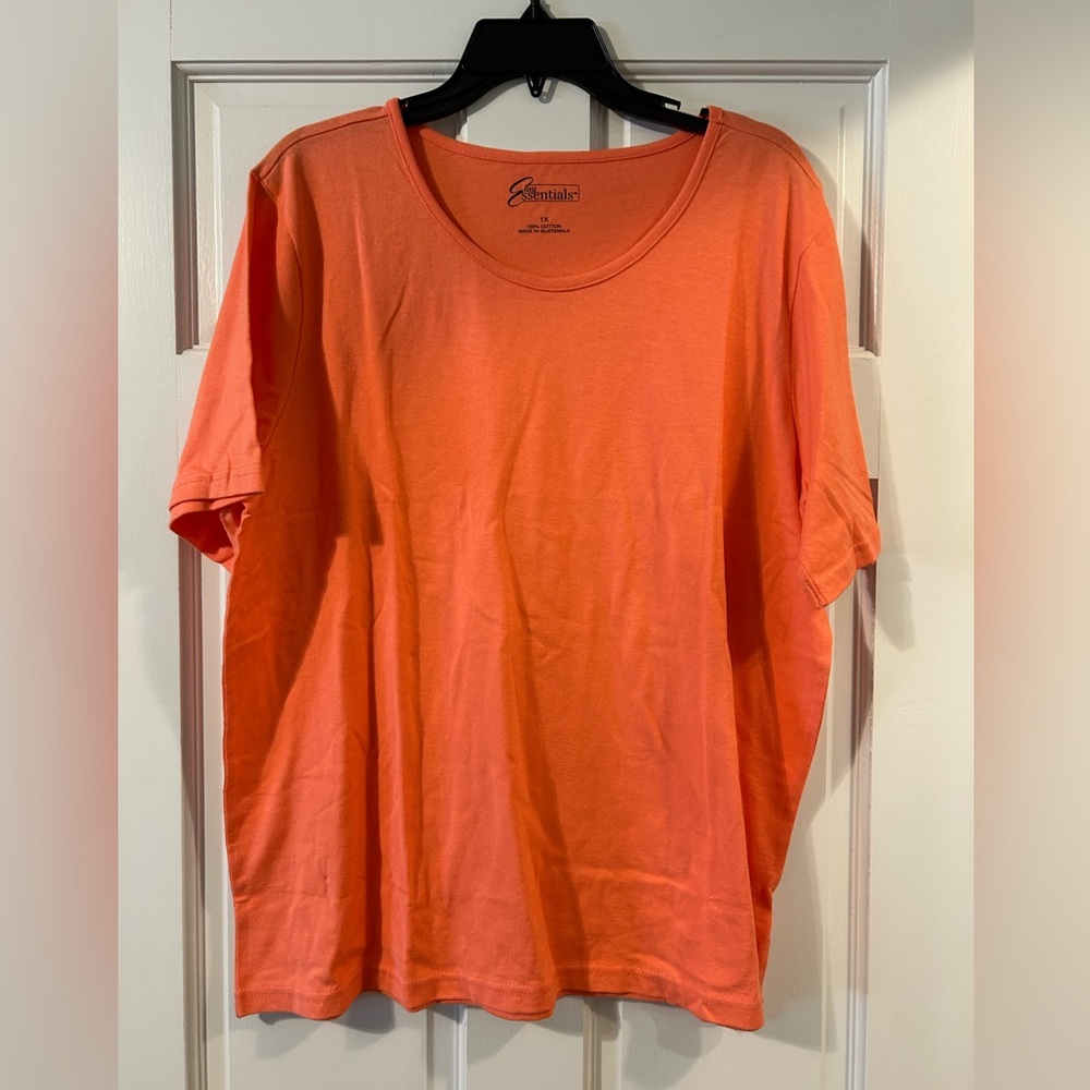 Easy Essentials cotton tee orange size 1X